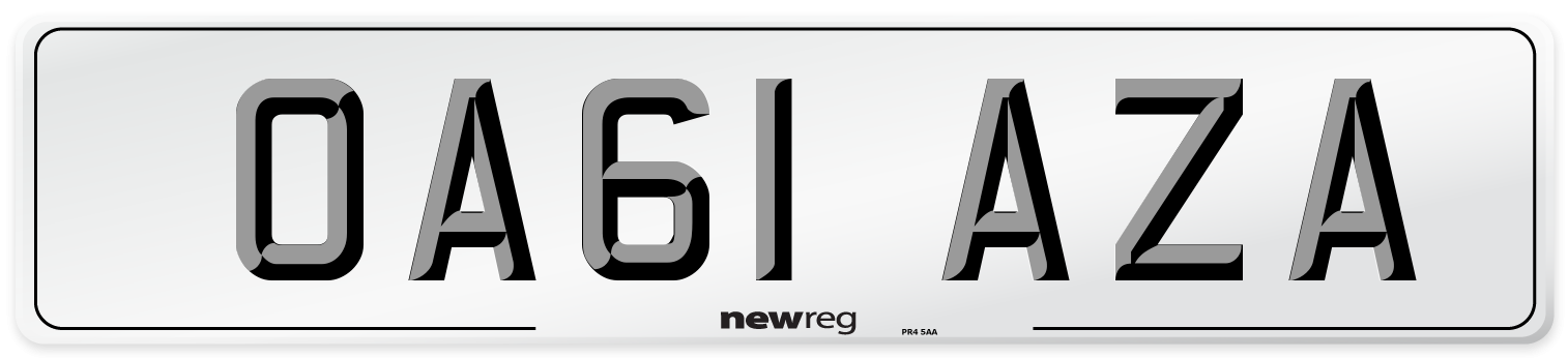 OA61 AZA Number Plate from New Reg